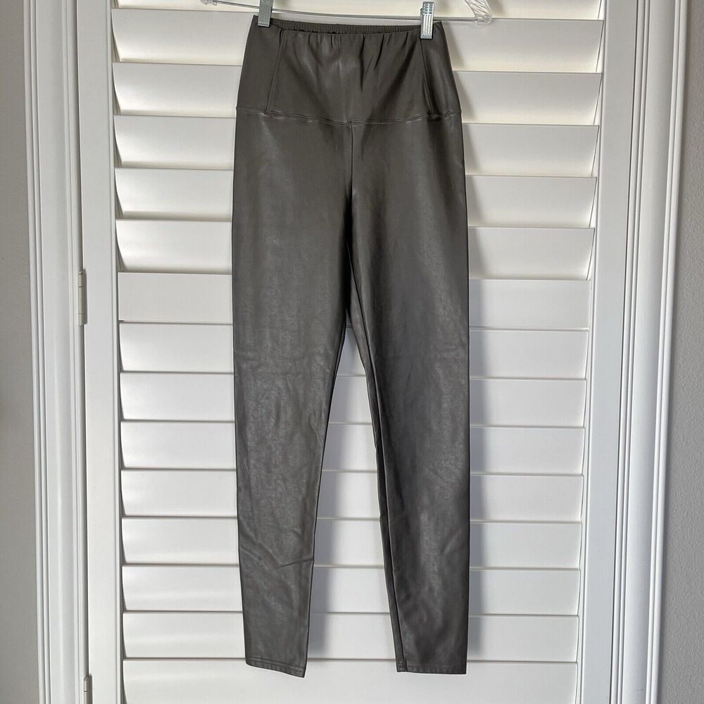 Wilfred Free Faux Leather Pleather Leggings gray, size S, cropped, high rise.